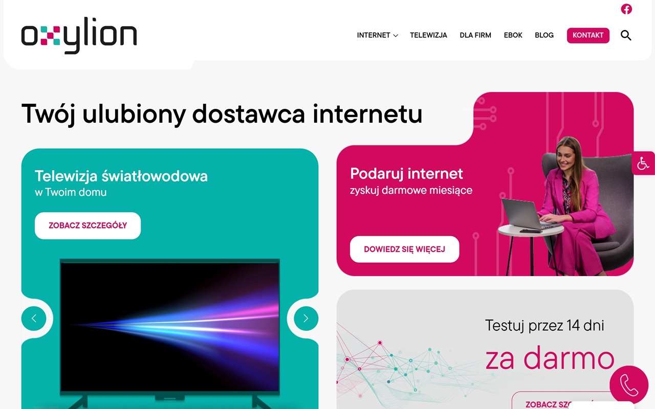 Podgląd strony Oxylion Internet